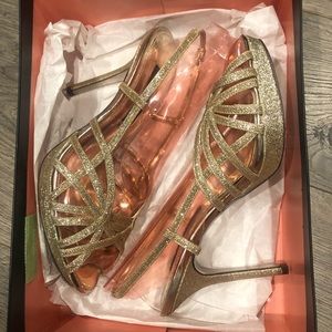 Wedding gold sparkle heels sz 7.5
